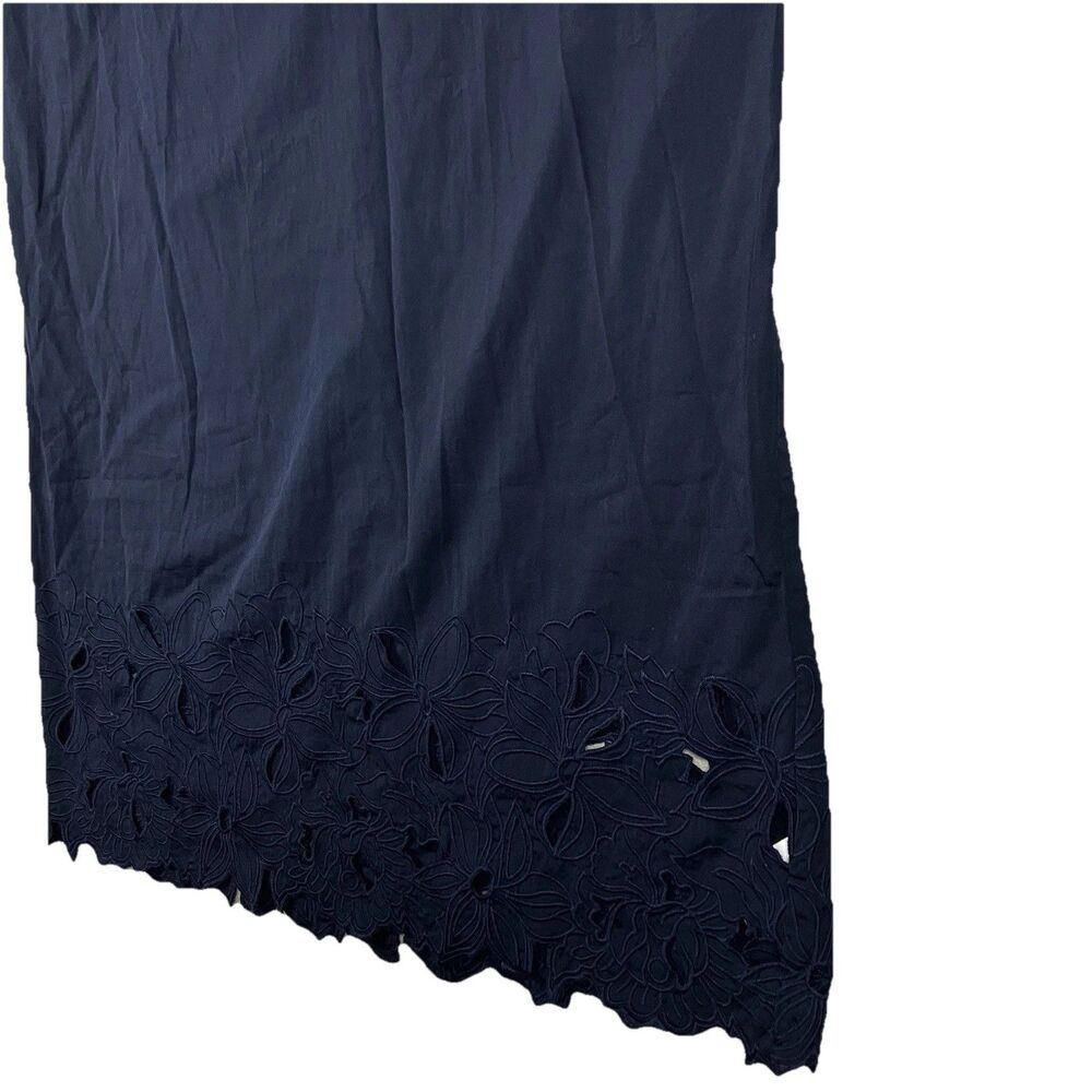 J Crew Tall Embroidered Shirt Dress Womens Blue Cotton Poplin Preppy Coastal - Picture 3 of 14